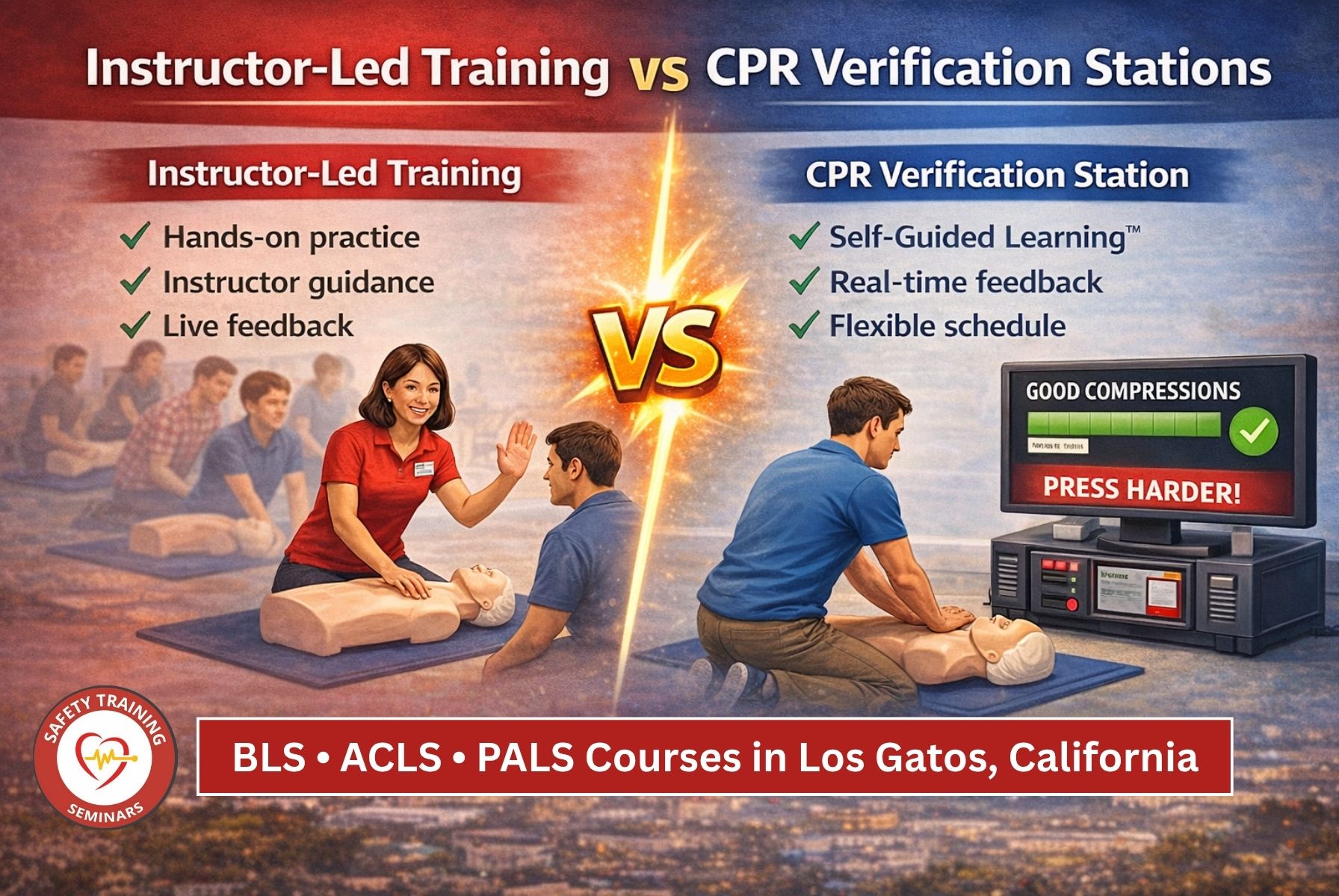 Instructor-Led Training vs. CPR Verification Stations BLS, ACLS, and PALS Courses in Los Gatos, CA