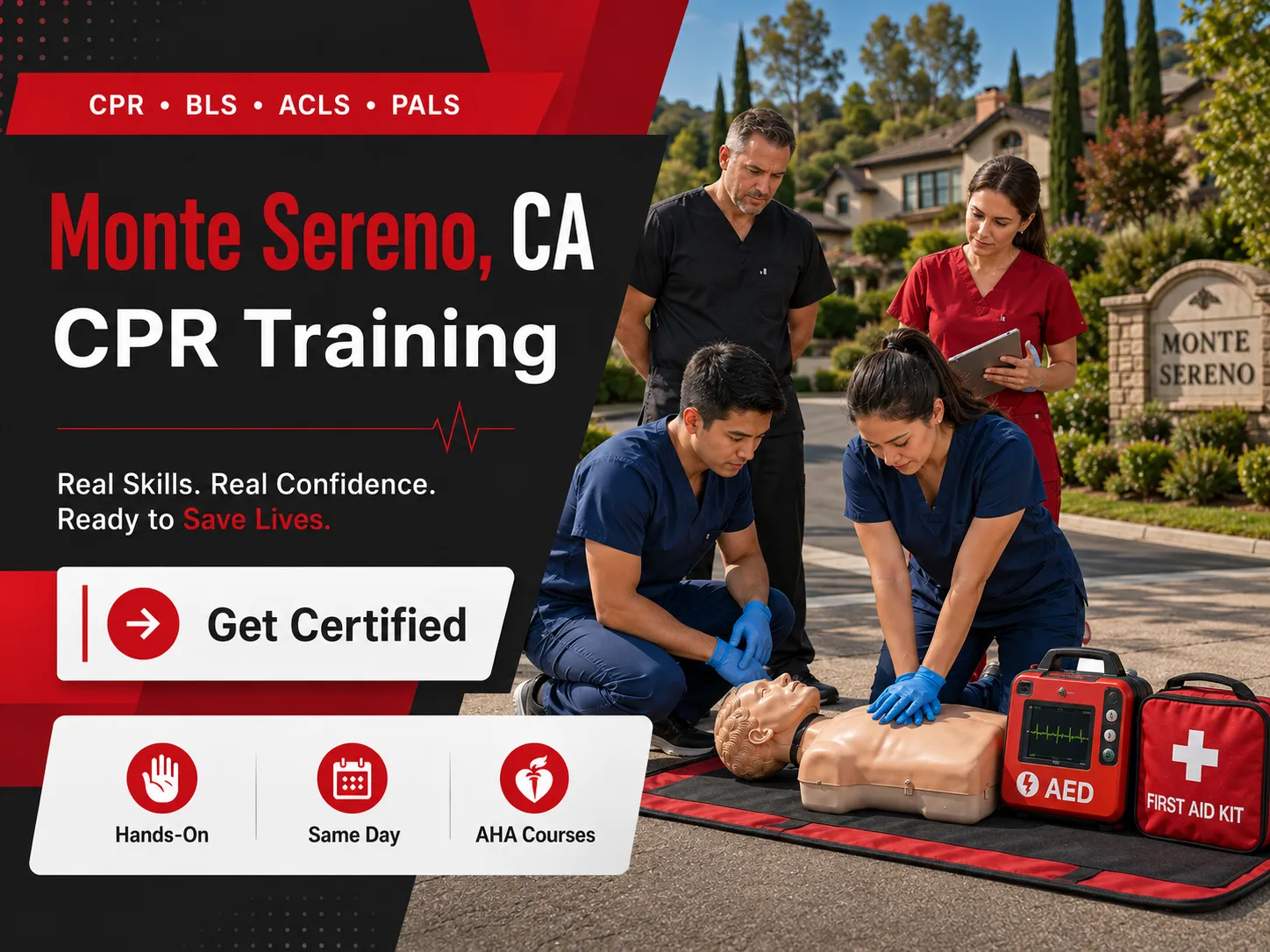 CPR BLS training session with AHA-certified instructor in Monte Sereno, CA
