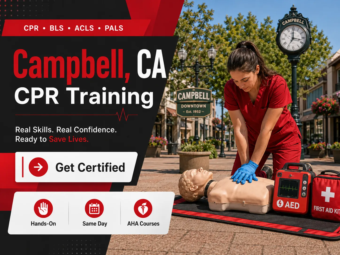 CPR compression technique training in Campbell, CA certification course
