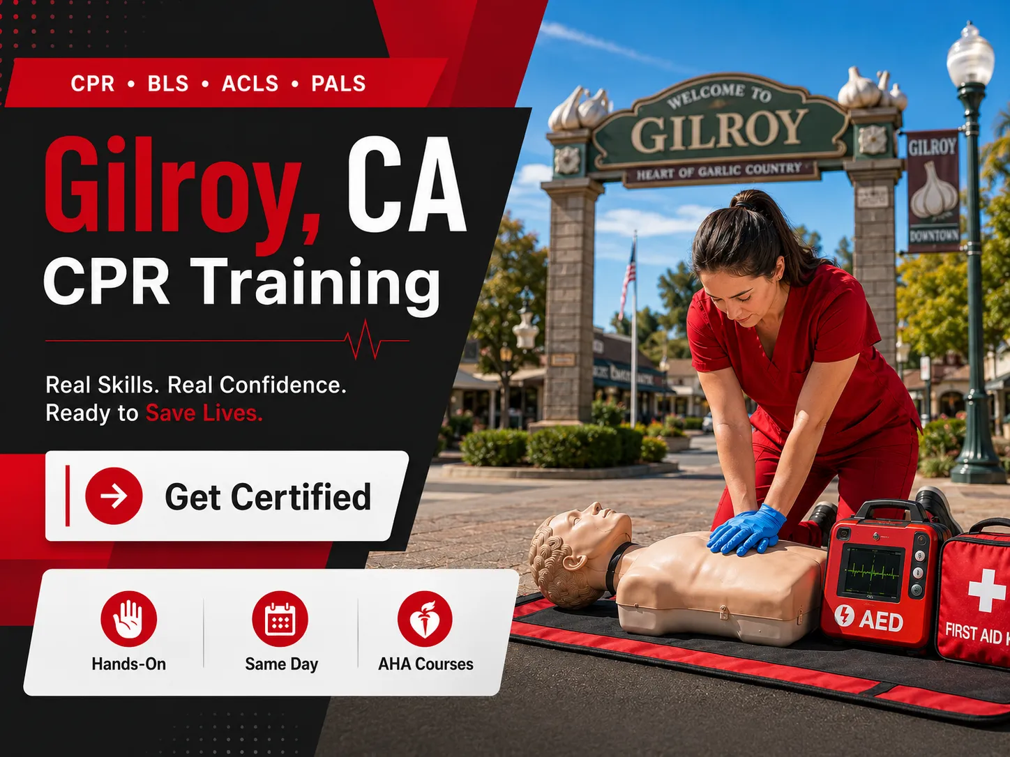 Certified CPR instructor teaching BLS class in Gilroy, CA